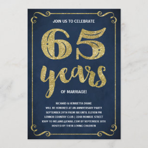 Gouden typografie   Nepfolie 65ste verjaardag Kaart