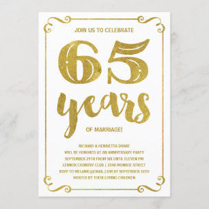 Gouden typografie   Nepfolie 65ste verjaardag Kaart