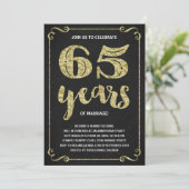 Gouden typografie | Nepfolie 65ste verjaardag Kaart (Staand voorkant)
