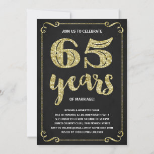 Gouden typografie   Nepfolie 65ste verjaardag Kaart