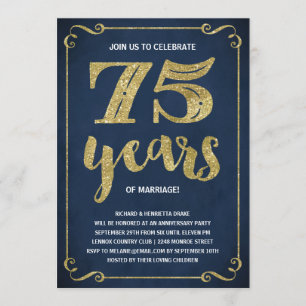 Gouden typografie   Nepfolie 75ste verjaardag Kaart