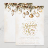 Gouden Typografie Ornamenten Baubles Kerstfeest Kaart (Voorkant / Achterkant)