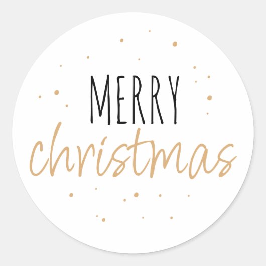 Gouden typografie Prettig kerstfeest Ronde Sticker (Voorkant)