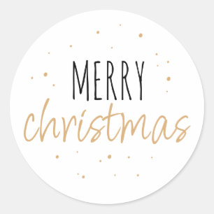 Gouden typografie Prettig kerstfeest Ronde Sticker
