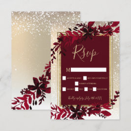 gouden typografie rode bladsneeuw elegant winter r RSVP kaartje