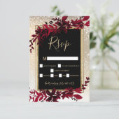 gouden typografie rode bladsneeuw elegant winter r RSVP kaartje (Staand voorkant)
