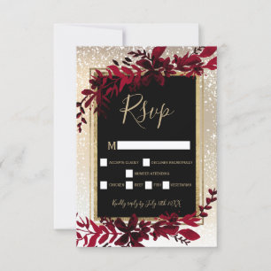 gouden typografie rode bladsneeuw elegant winter r RSVP kaartje
