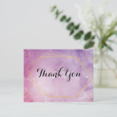 Gouden typografie roze waterverf Dank je Briefkaart (Staand voorkant)