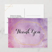 Gouden typografie roze waterverf Dank je Briefkaart (Voorkant / Achterkant)