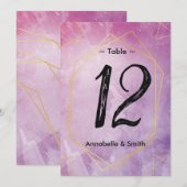 Gouden typografie roze waterverf tafelnummer (Voorkant / Achterkant)