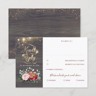 Gouden Typografie Rustieke Herfst Bruiloft RSVP Kaartje