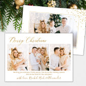 Gouden Typografie Script 3 Multi Photo Christmas Feestdagenkaart