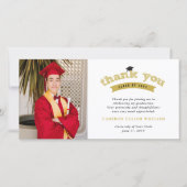 Gouden typografie vette schets afstudeerhoed foto bedankkaart (Voorkant)