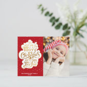 gouden typografische script kerstvakantie Briefkaa Briefkaart (Staand voorkant)