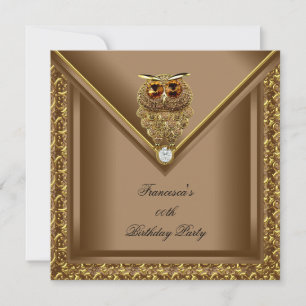Gouden Uil Afbeelding Elite Elegant Verjaardagsfee Kaart