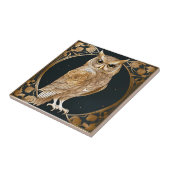 Gouden  Uil Art Deco Tegeltje (Zijkant)
