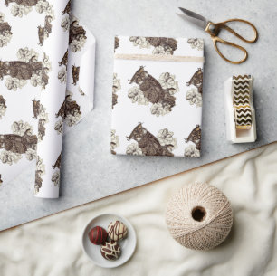 Gouden Uil Crème Orchideeën Cadeaupapier