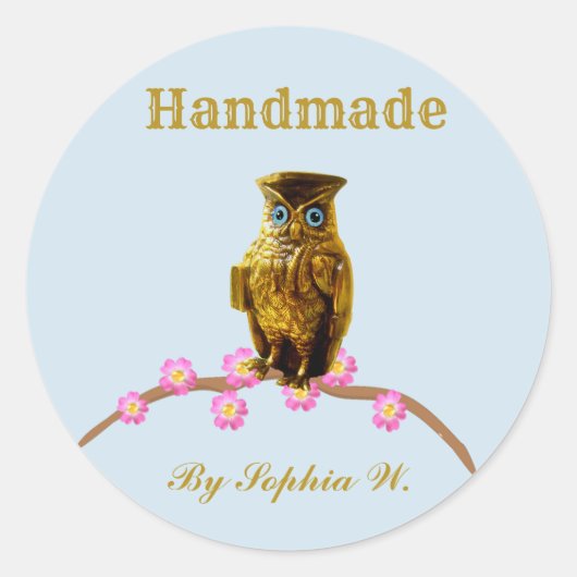 Gouden Uil Handgemaakte Sticker (Voorkant)