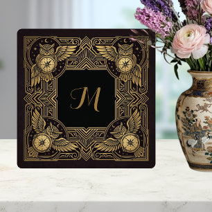 Gouden Uil Kompas Monogram Art Deco Keramische Teg Tegeltje