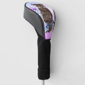 Gouden Uil Paarse Orchidee Golfheadcover (Schuin)