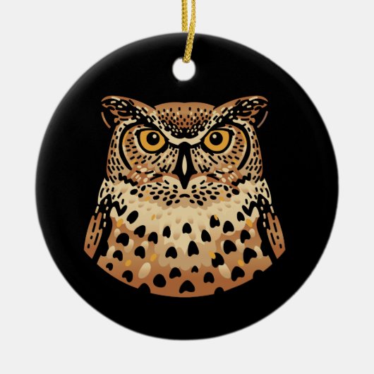 Gouden Uil voor Halloween, Thanksgiving, Herfst Keramisch Ornament (Voorkant)