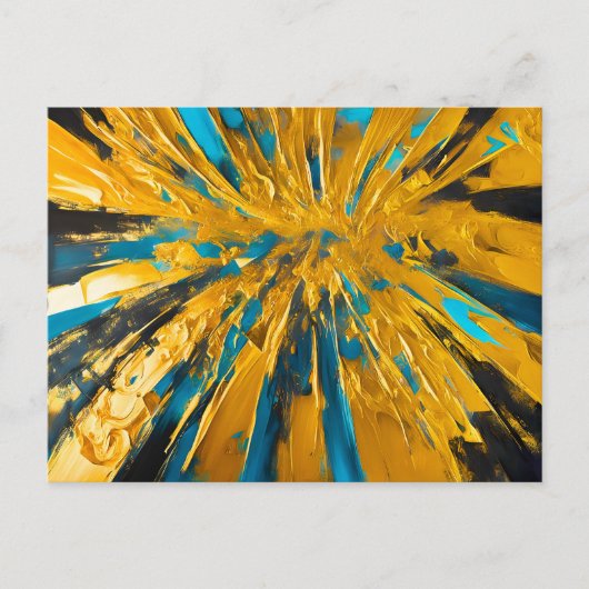 Gouden Uitbarsting Abstracte Explosie Briefkaart (Voorkant)