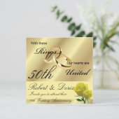 Gouden uitnodiging 50ste trouwdagjubileum goud (Staand voorkant)