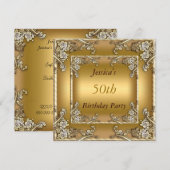 Gouden uitnodiging 50ste verjaardagsfeest (Voorkant / Achterkant)
