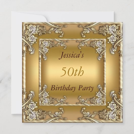 Gouden uitnodiging 50ste verjaardagsfeest (Voorkant)