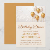 Gouden uitnodiging 51e verjaardag Verjaardagsdiner (Voorkant / Achterkant)