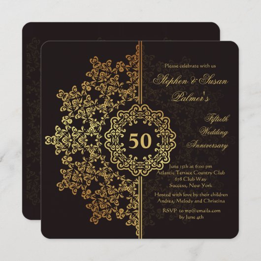 Gouden Uitnodiging Afdrukstand (Voorkant / Achterkant)