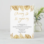 Gouden uitnodiging voor 10-jarig huwelijksjubileum (Staand voorkant)