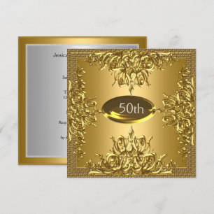 Gouden uitnodiging voor 50e verjaardagsfeestje