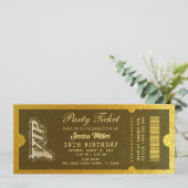 Gouden uitnodiging voor feestticket (Staand voorkant)