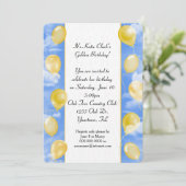 Gouden uitnodiging voor verjaardagsfeestje (Staand voorkant)