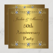 Gouden uitnodigingen 50e verjaardagsfeest (Voorkant / Achterkant)