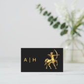Gouden uitstraling - Boogschutter -monogram zwart Visitekaartje (Staand voorkant)