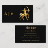 Gouden uitstraling - Boogschutter -monogram zwart Visitekaartje (Voorkant / Achterkant)