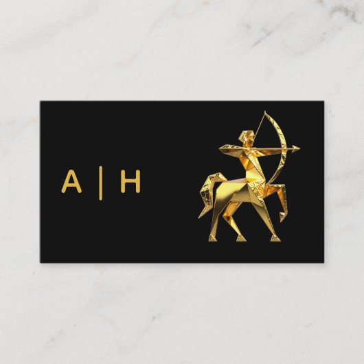 Gouden uitstraling - Boogschutter -monogram zwart Visitekaartje (Voorkant)
