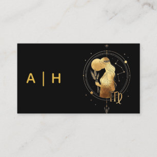 Gouden uitstraling - Maagd Zodiac -monogram zwart Visitekaartje