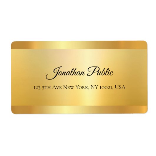Gouden Uitzicht Calligrafie Script Naam Elegante S Etiket (Voorkant)