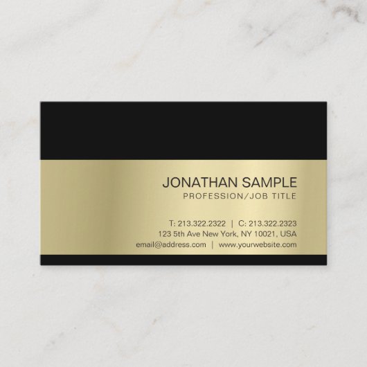 Gouden Uitzicht Elegant Modern Professioneel Creat Visitekaartje (Voorkant)