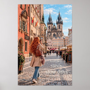 Gouden Uitzichten Langzame Dagen Praag Oude Stad P Poster