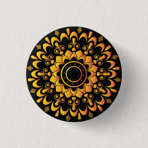 Gouden Uniek Mandala Ontwerp Ronde Button 3,2 Cm