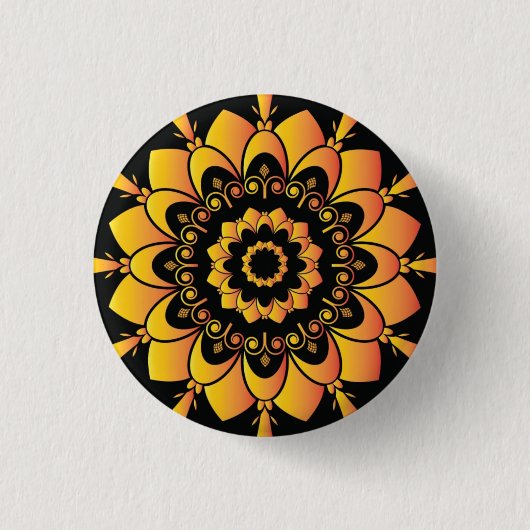 Gouden Uniek Mandala Ontwerp Ronde Button 3,2 Cm (Voorkant)