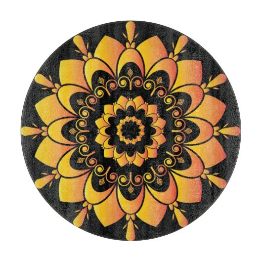 Gouden Uniek Mandala Ontwerp Snijplank (Voorkant)
