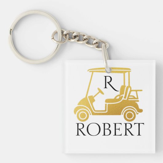 Gouden Unieke Douane Winkel Monogram Naam Sleutelhanger (voorkant)