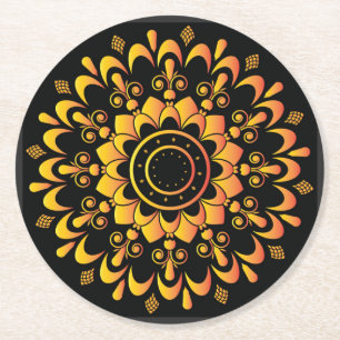 Gouden Unieke Mandala Design-95747 Ronde Kartonnen Onderzetter