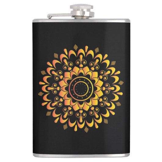 Gouden unieke mandala-ontwerp-95747 heupfles (Voorkant)