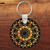 Gouden Unieke Mandala Ontwerp-95747 Sleutelhanger (Voorkant)
